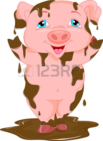 329x450 Cartoon Funny Pig Standing In The Mud Royalty Free Cliparts