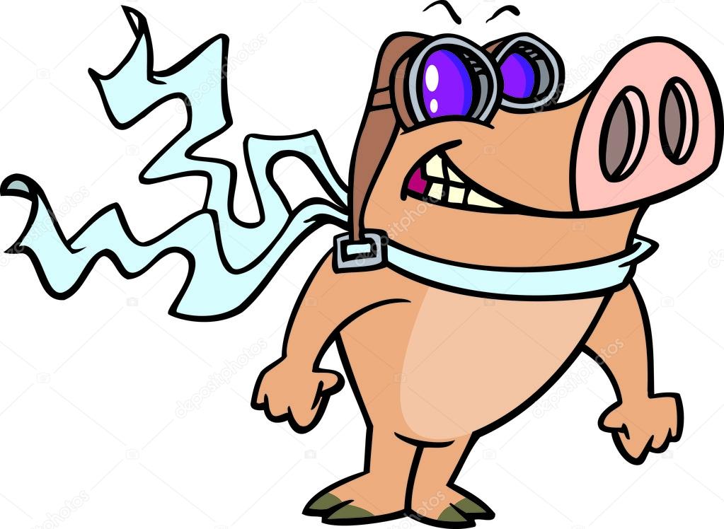 1023x748 Cartoon Pig Aviator Stock Vector Ronleishman