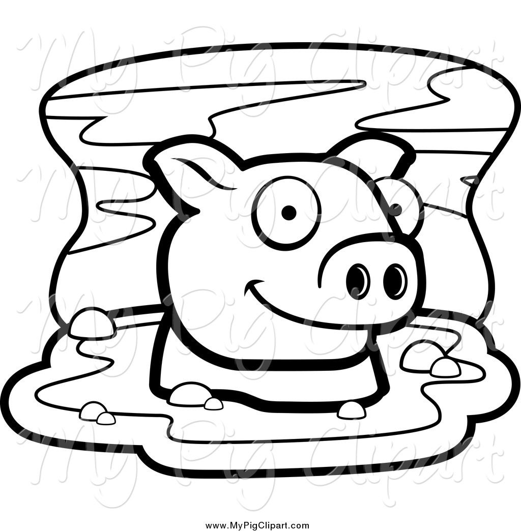 1024x1044 Swine Clipart Of A Black And White Happy Pig In Mud By Cory Thoman