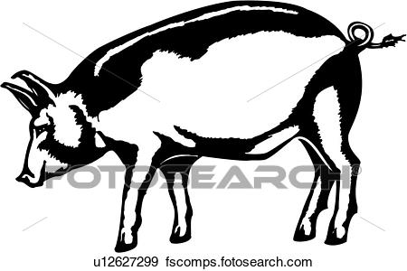 450x300 Clip Art Of , Animal, Farm, Hog, Pig, Swine, U12627299