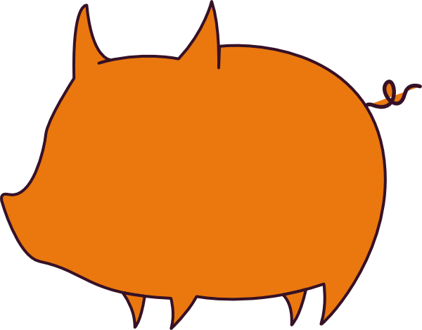 600x469 Pig Outline Orange Clip Art
