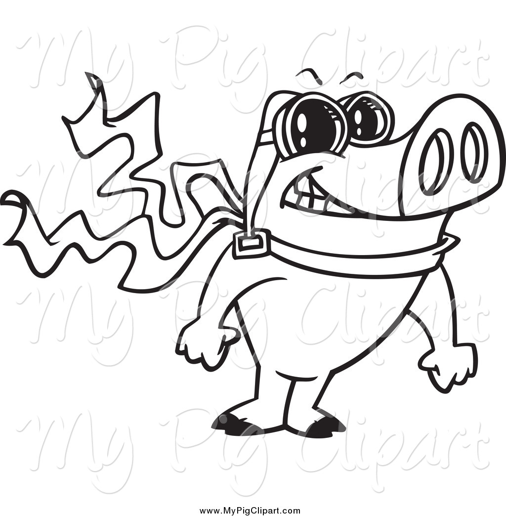 1024x1044 Swine Clipart Of A Black And White Pilot Pig By Toonaday