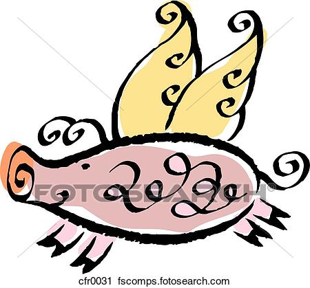 450x419 Clipart Of When Pigs Fly Cfr0031