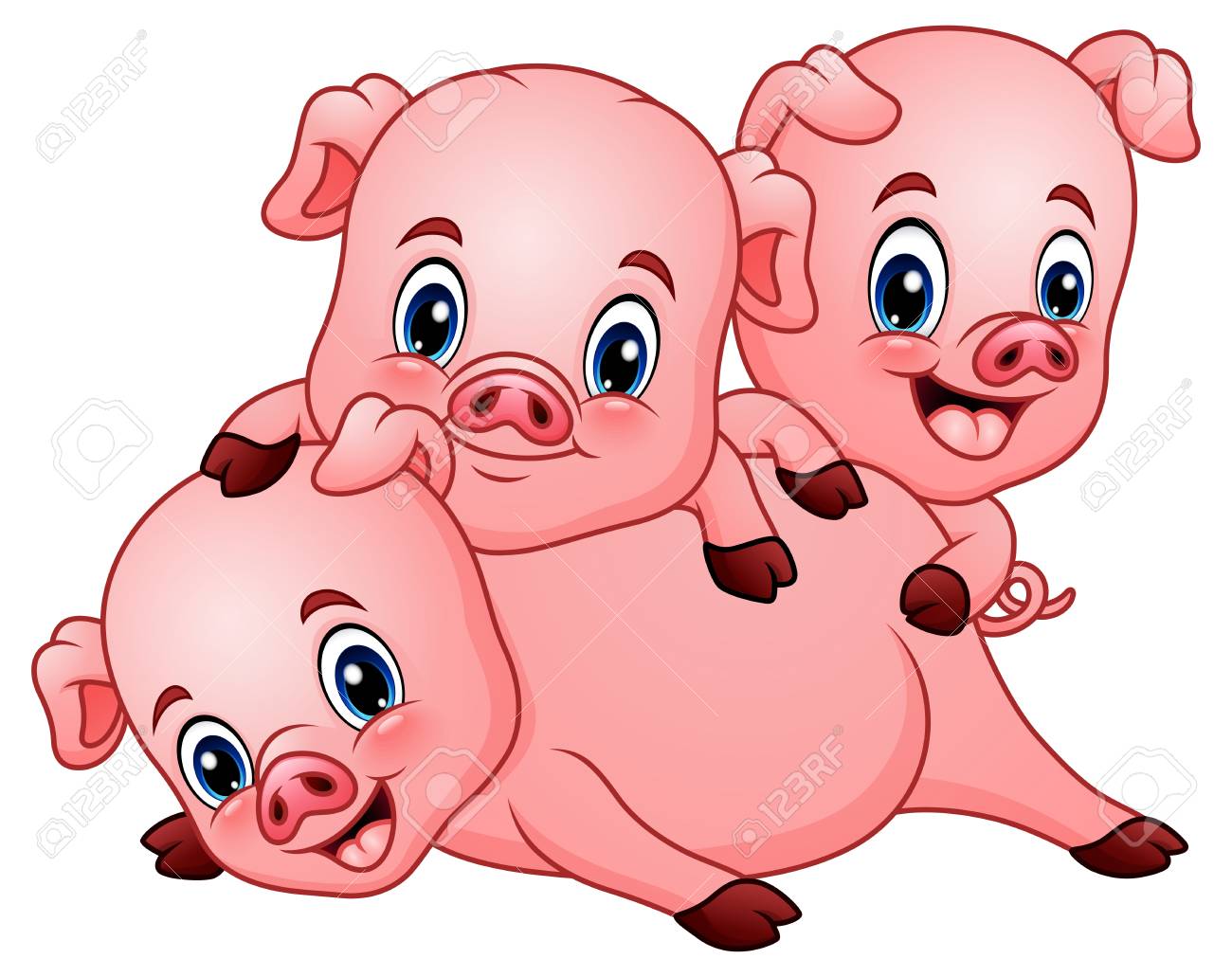 1300x1031 Vector Illustration Of Three Little Pig Cartoon Royalty Free