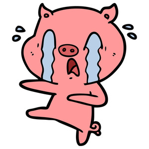 300x300 Cartoon Sitting Pig Crying Royalty Free Stock Image