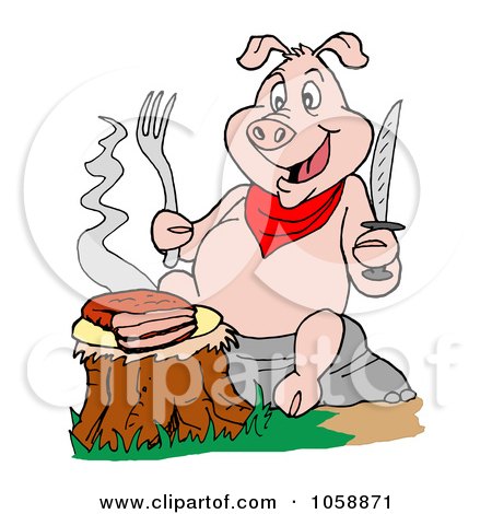 450x470 Royalty Free Vector Cliprt Illustration Of Hungry Pig Eating