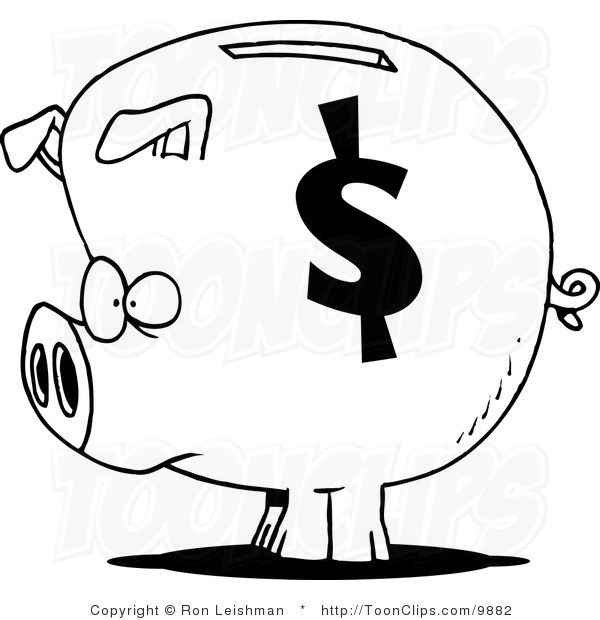 600x620 Piggy Bank Clip Art Black And White Clipart Panda