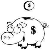 170x170 Clip Art Of Outlined Coin And Piggy Bank K4326296