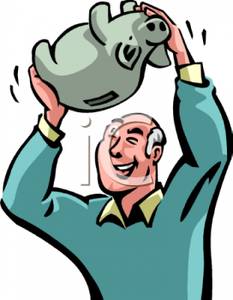 233x300 Old Man Shaking His Piggy Bank