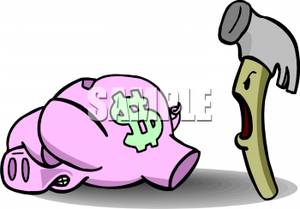 300x209 Picture A Piggy Bank Cowering In Front Of A Hammer