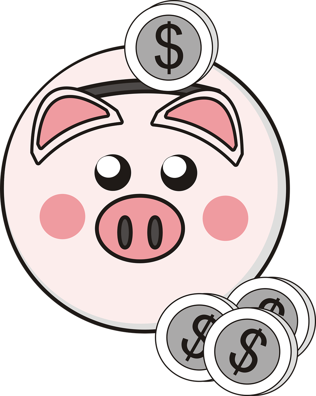 1020x1280 Piggy Bank With Dollar Coin Clipart Transparent Png