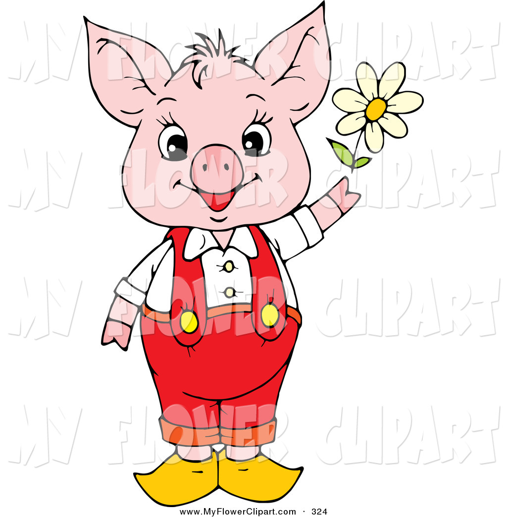 1024x1044 Clip Art Of A Cute Pink Piggy In Red Pants And Suspenders, Holding