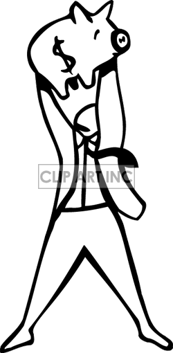 250x510 Piggy Bank Black And White Clipart