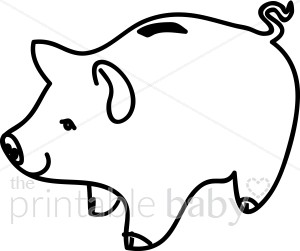 300x251 Black And White Piggy Bank Clipart