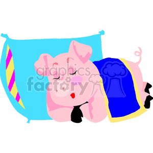 300x300 Royalty Free Cartoon Pig Sleeping With A Pillow 132175 Vector Clip