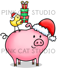 201x240 Christmas Pig Clipart
