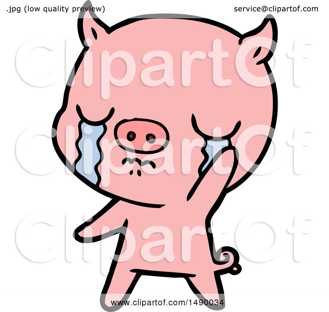 1080x1024 Clipart Cartoon Pig Crying Waving Goodbye By Lineartestpilot