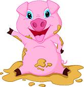 165x170 Pig In Mud Clip Art