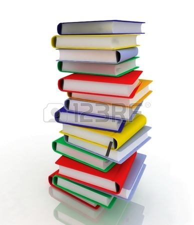 388x450 3d Illustration Of Books And Folder For Papers Piles Stock Photo