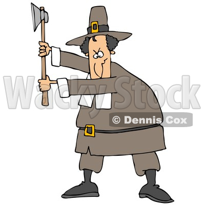 400x400 Illustration Of A Male Pilgrim In A Brown Hat And Clothes, Holding