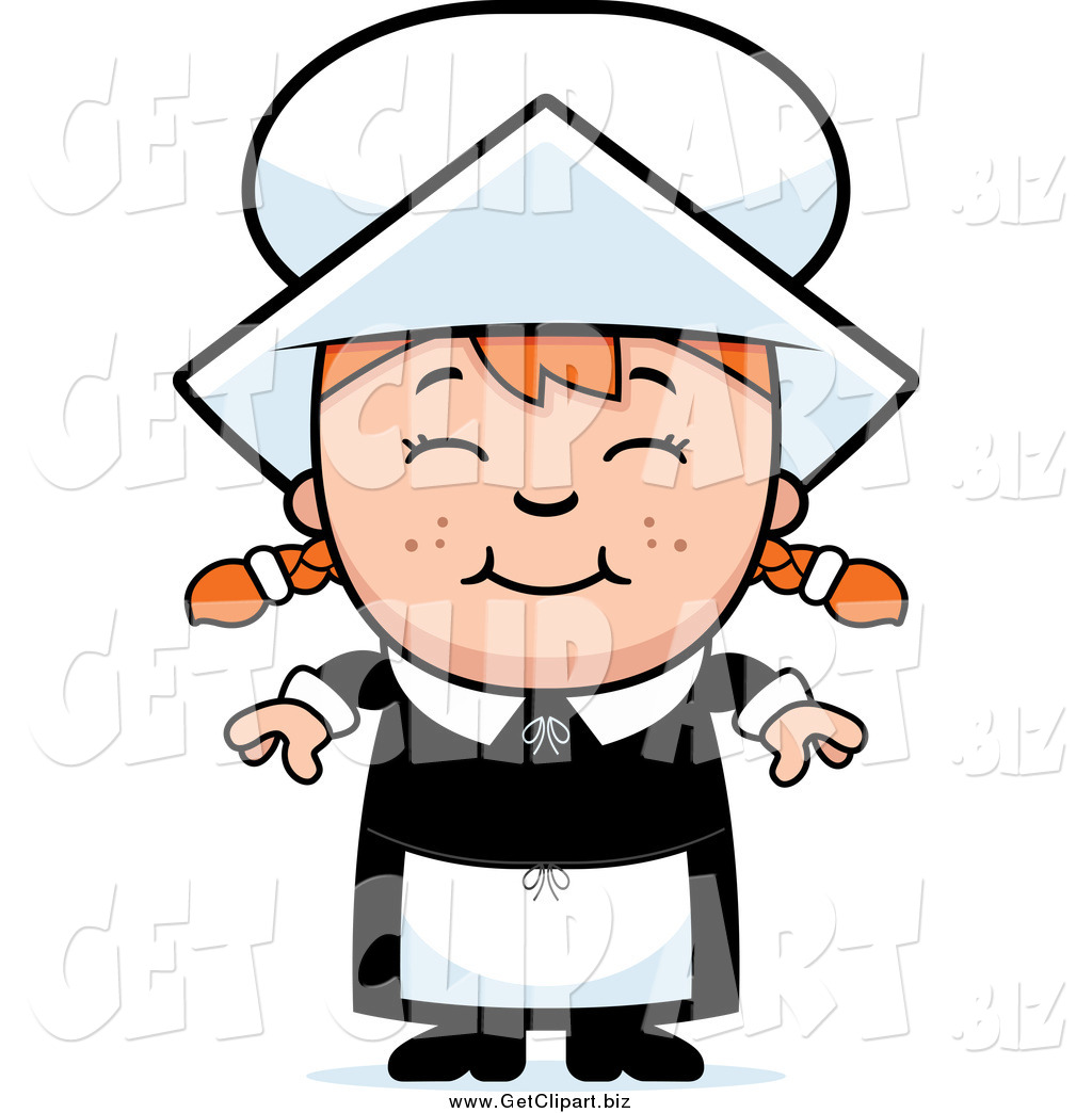 1024x1044 Clip Art Of A Happy Pilgrim Girl With Red Hair By Cory Thoman