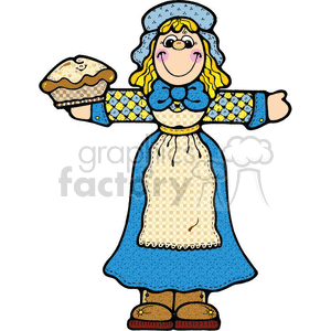 300x300 Royalty Free Cartoon Pilgrim Women Holding A Pie 145666 Vector