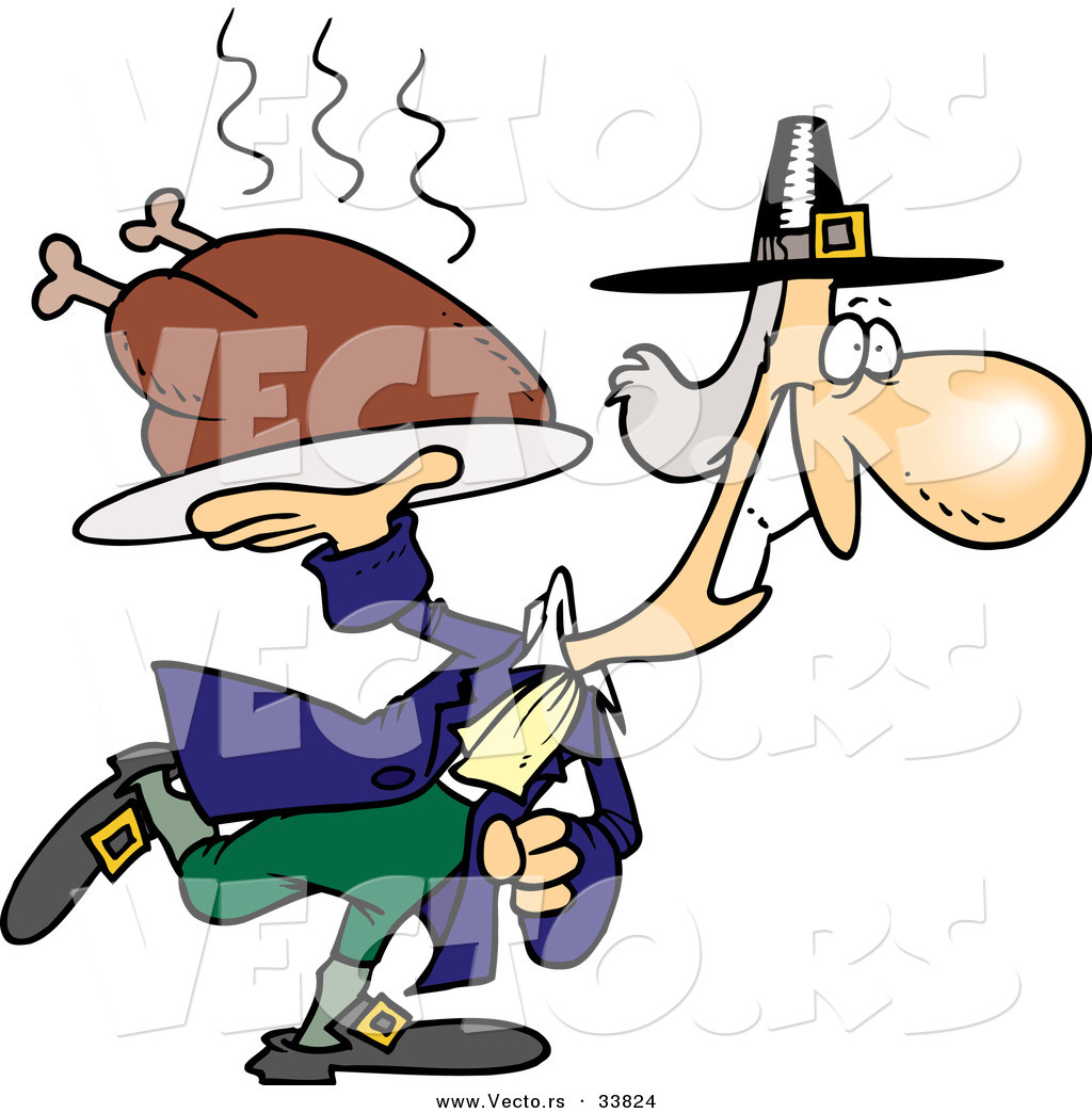 1024x1044 Vector Of A Happy Cartoon Pilgrim Man Carrying A Hot Turkey By