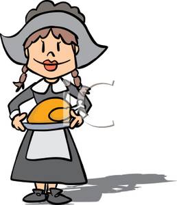 258x300 Image A Pilgrim Woman Holding A Thanksgiving Roast