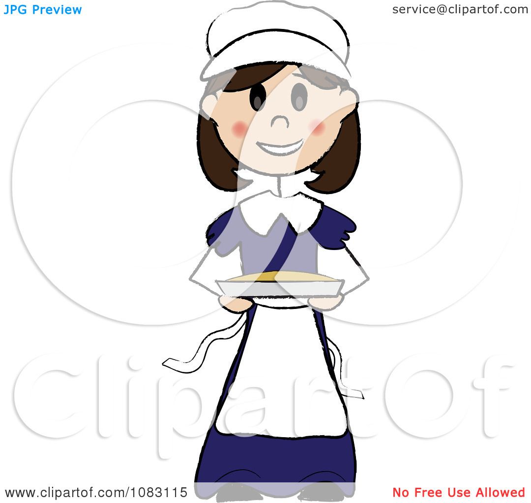 1080x1024 Clipart Thanksgiving Stick Pilgrim Girl Holding A Pie