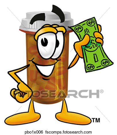 408x470 Clip Art Of Pill Bottle With Money Pbo1x006