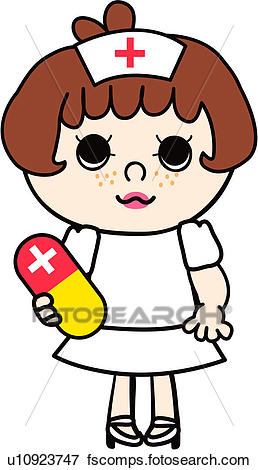 258x470 Clip Art Of Female Nurse With Pill U10923747