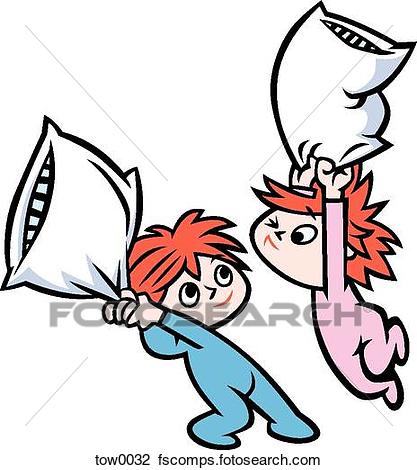 417x470 Clip Art Of Pillow Fight Tow0032