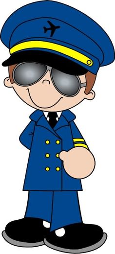 236x519 Brown Haired Airline Pilot Occupational Clipart