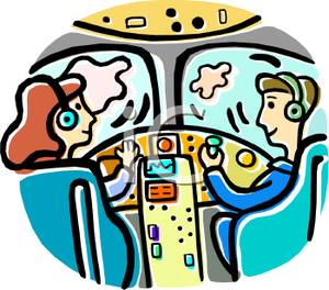 300x264 Pilot And Copilot In The Cockpit Clipart Picture