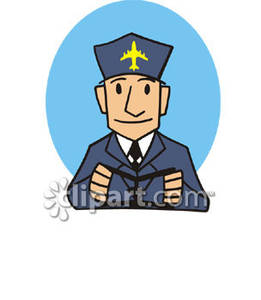 261x300 Airplane Pilot Holding Airplane Flight Control Wheel Royalty Free