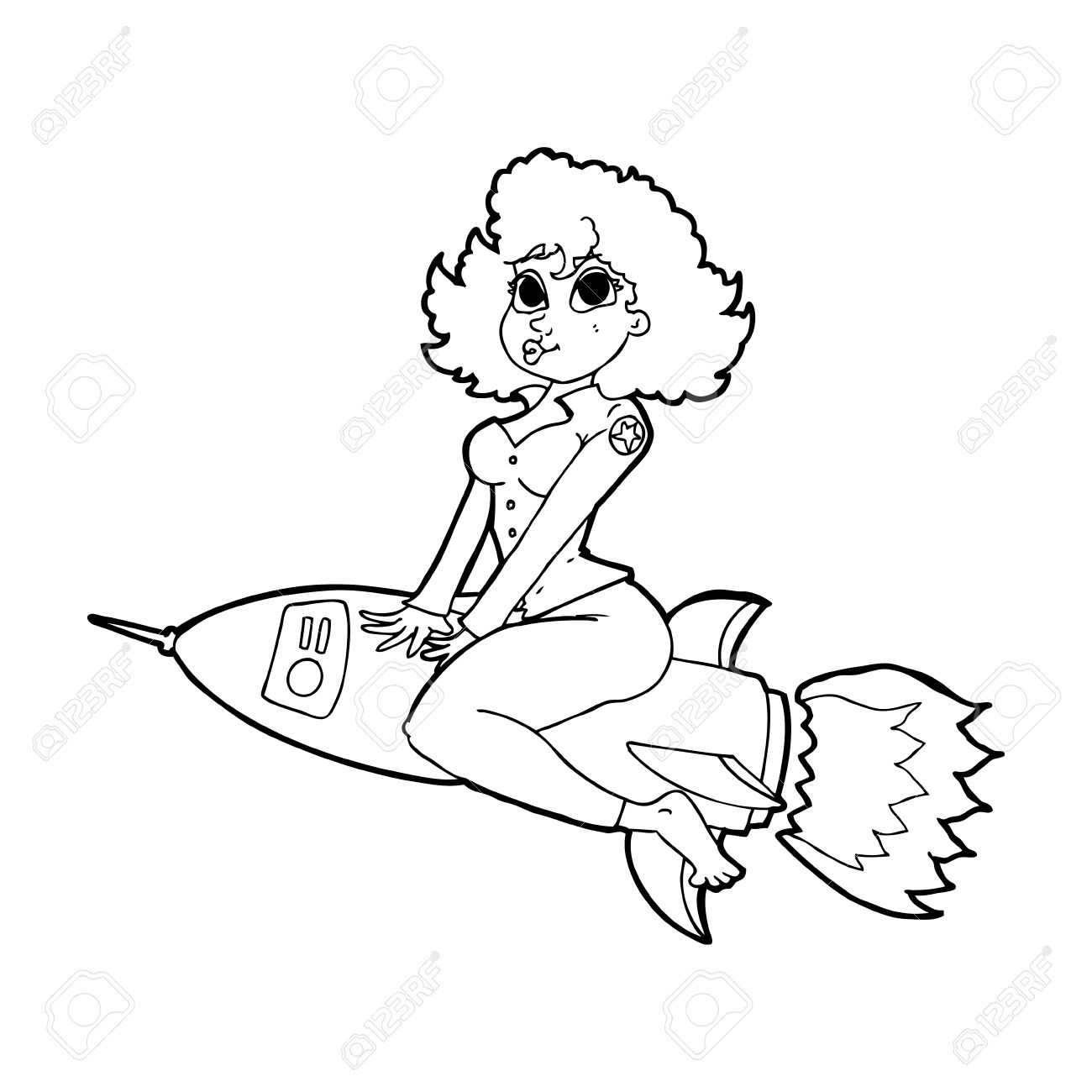 1300x1300 Cartoon Army Pin Up Girl Riding Missile Royalty Free Cliparts