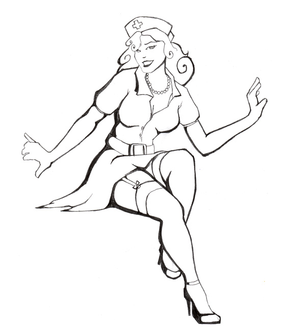 600x650 Pin Up Girl Commish Lineart By Jessandpencil