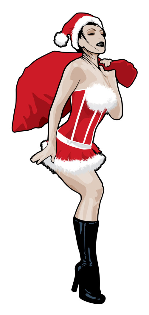 500x1056 Sexy Holiday Vector Pin Up Girl Tutorial