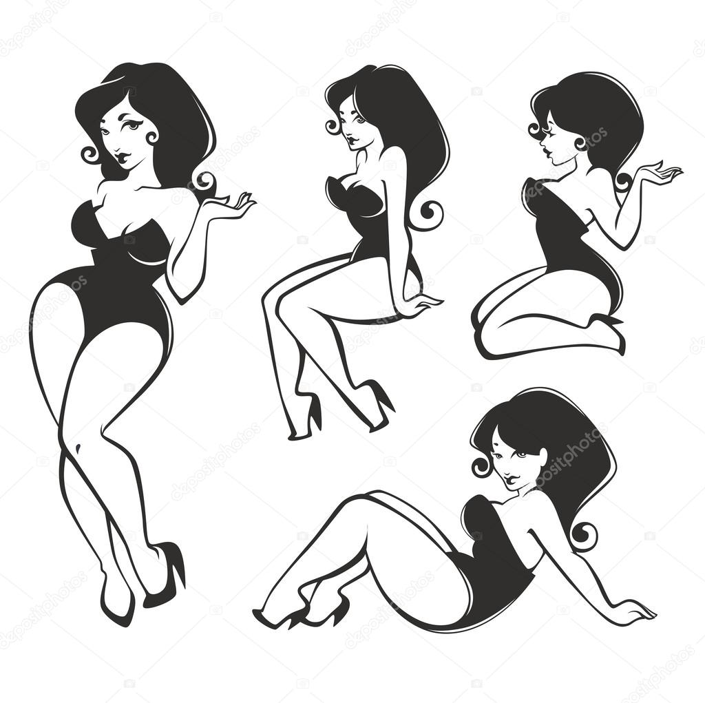 1024x1021 Vector Collection Of Pin Up Girls Stock Vector Tachyglossus