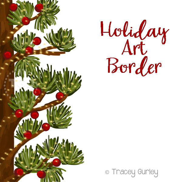 600x600 Holiday Art Border Invitation Art Holiday Clip Art Pine