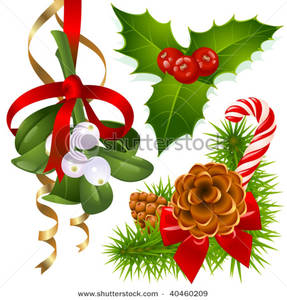 287x300 Pine Cones, Mistletoe And Holly Clip Art Image