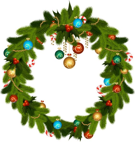 564x593 Christmas Wreath And Ornaments Png Clip Art