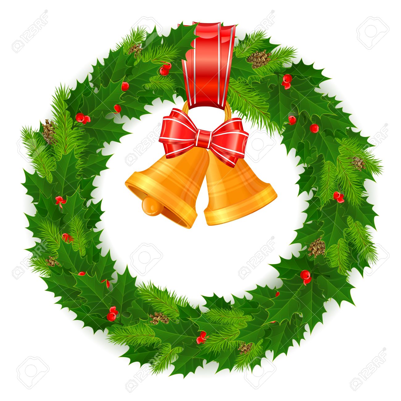 1300x1300 Bell Clipart Christmas Wreath