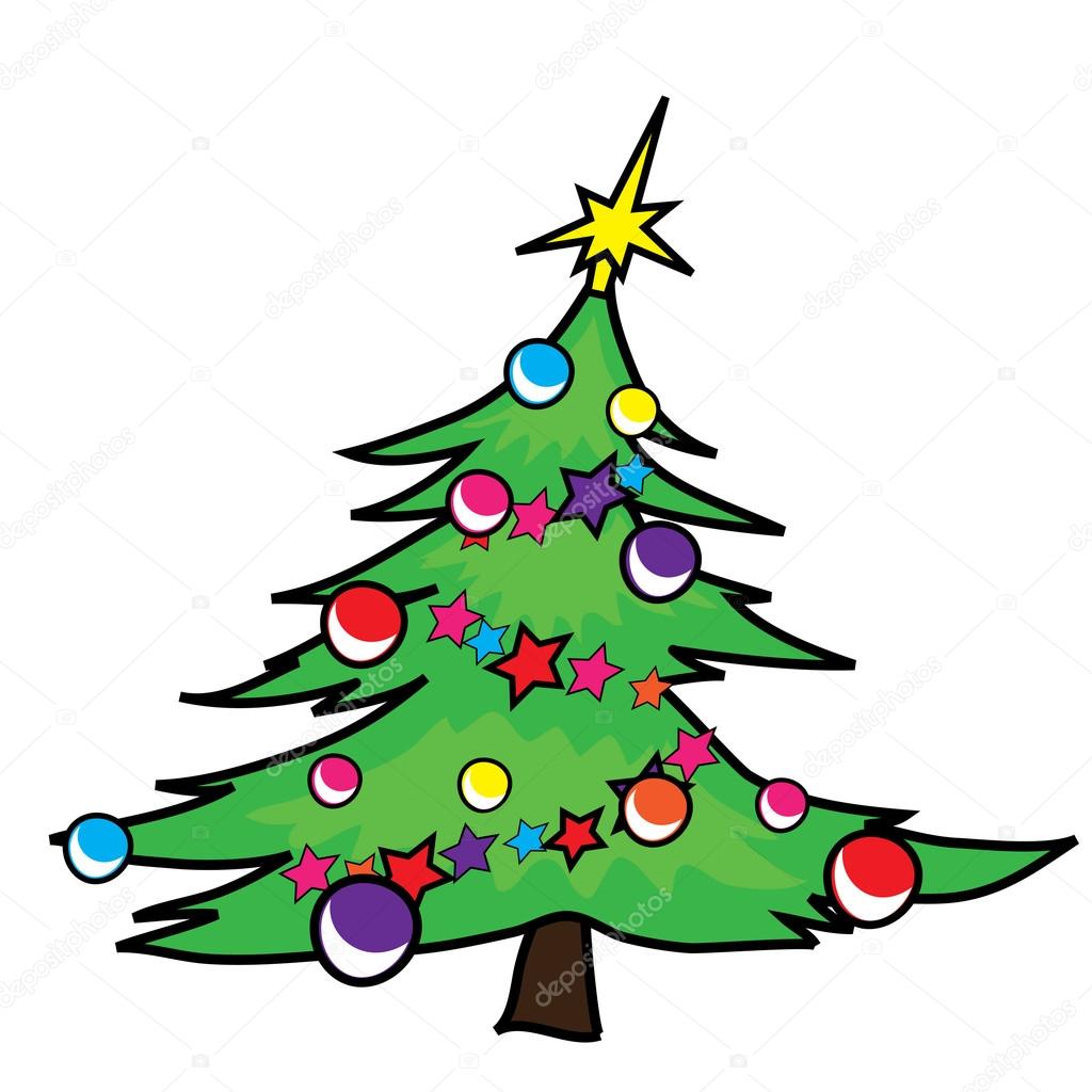 1024x1024 Clip Art Illustration Of A Crooked Little Christmas Tree Stock