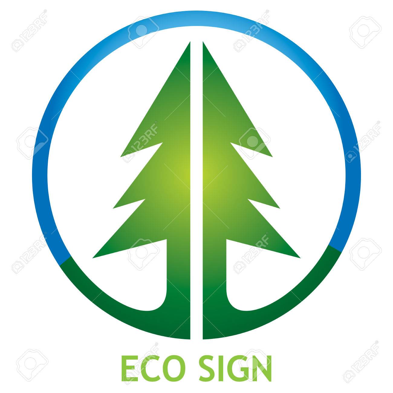1300x1300 Ecological Sign, Icon With Circle And Pine Tree Royalty Free