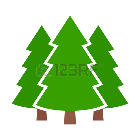 450x450 Park With Evergreen Pine Tree, Bench And Sun Line Art Vector