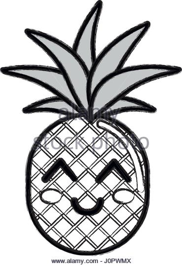 370x540 Kawaii Cute Thinking Pineapple Vegetable Stock Photos Amp Kawaii