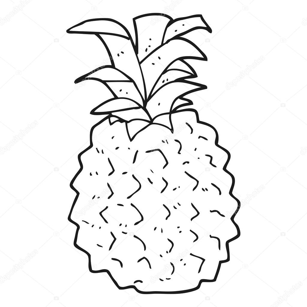 1024x1024 Black And White Cartoon Pineapple Stock Vector Lineartestpilot