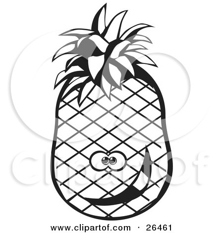 450x470 Clipart Illustration Of A Goofy Pineapple Character Smiling, Black
