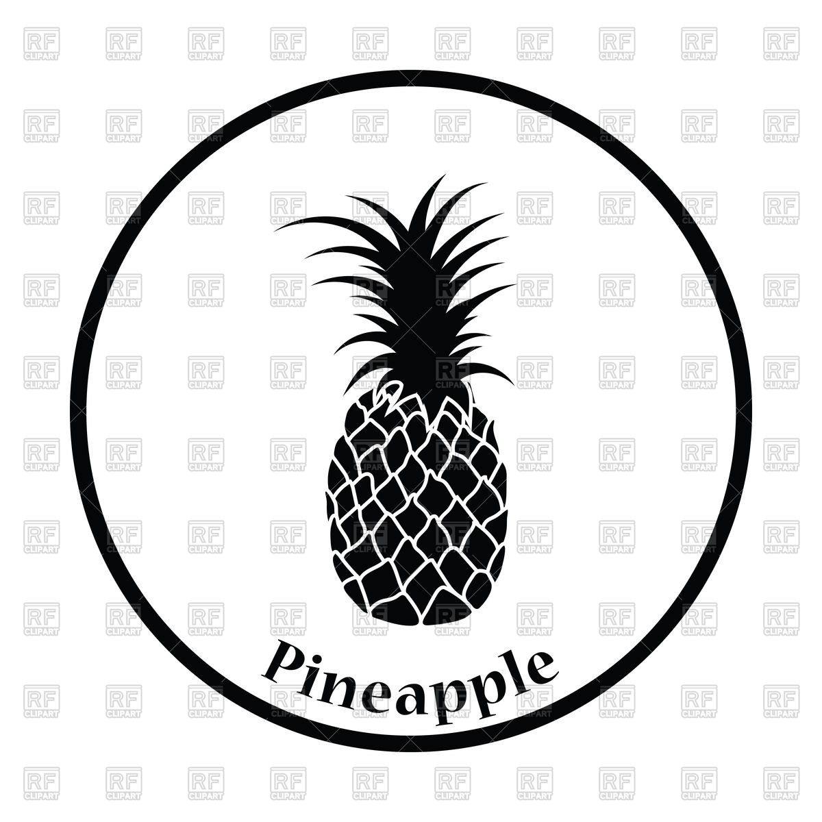 1200x1200 Thin Circle Design Icon Of Pineapple Royalty Free Vector Clip Art